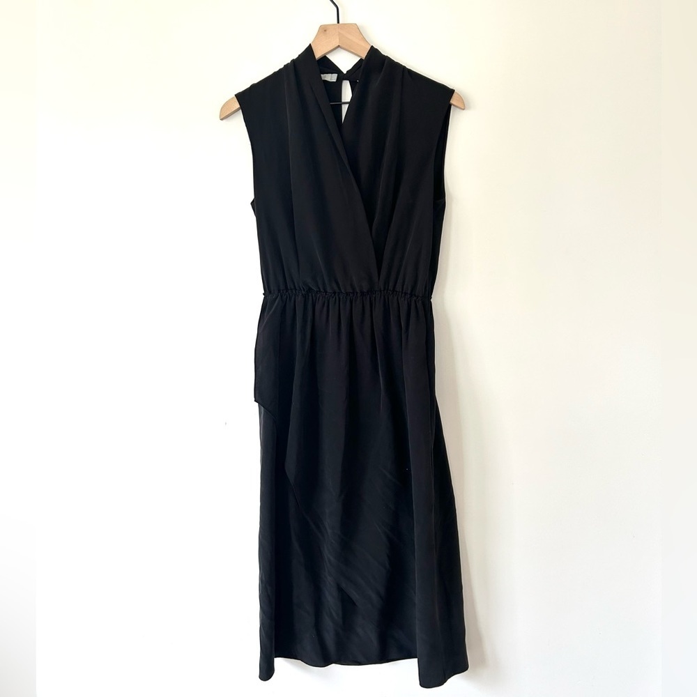 Vince 100% Silk Surplice V-Neck Sleeveless Midi Dress Size Small